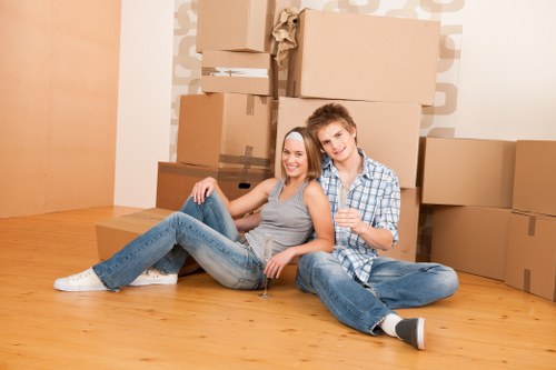 Student removals in Uxbridge with packed boxes ready for transport