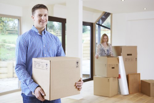 A van loaded with household boxes and furniture for a Uxbridge move