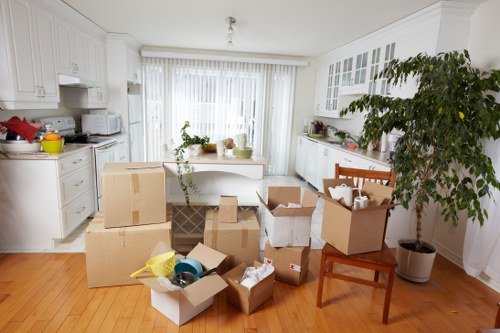 Home relocation service preparing furniture for removals in Uxbridge