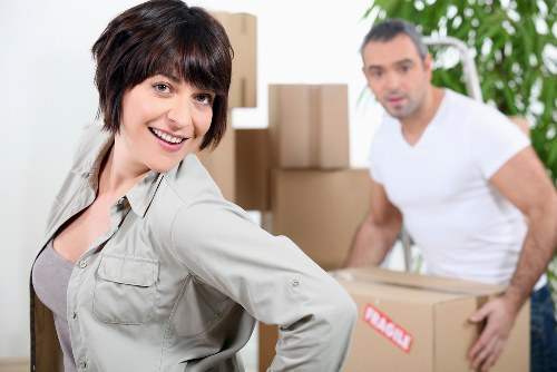 Packed boxes and furniture ready for house removals in Uxbridge