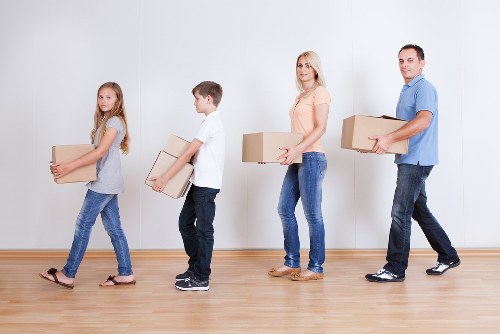 Moving day preparations with labelled boxes in Uxbridge
