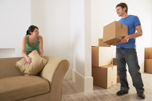 Professional movers handling boxes for a same day relocation